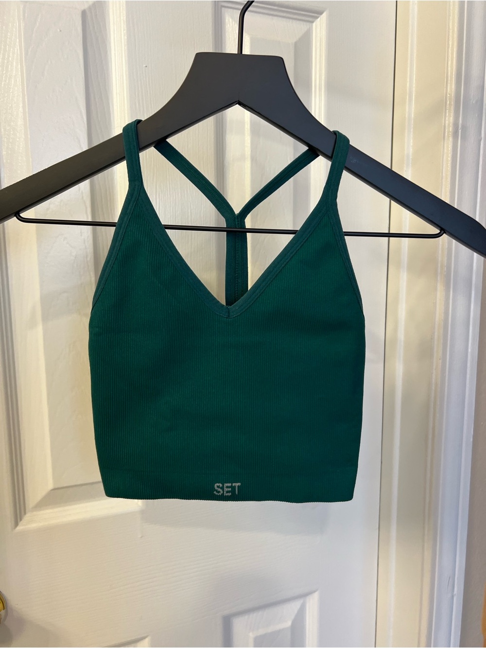 SET Active Ribbed V-Neck Bralette in Emerald Green